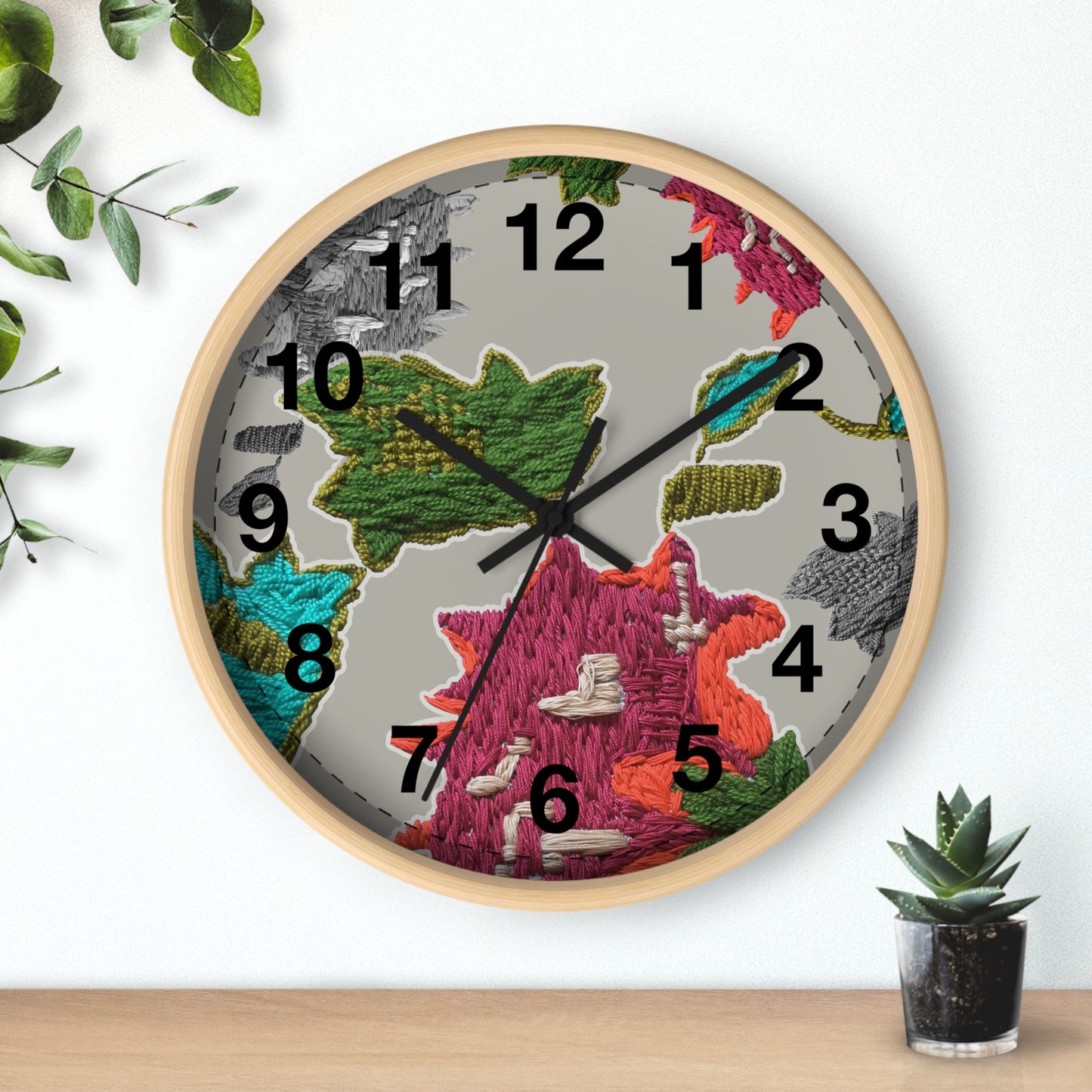 Embroidery Print Design Wall Clock