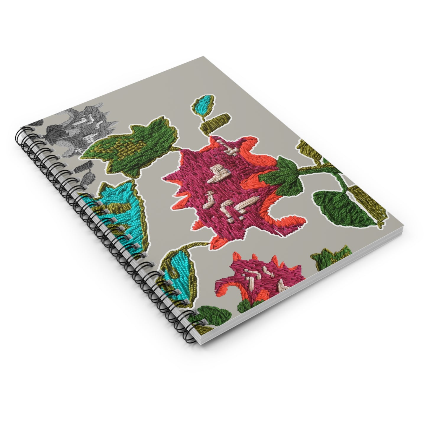 Embroidery Print Design Spiral Notebook - Ruled Line