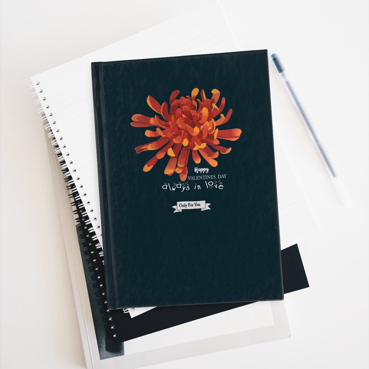 Elegant Journal With Flower - Ruled Line